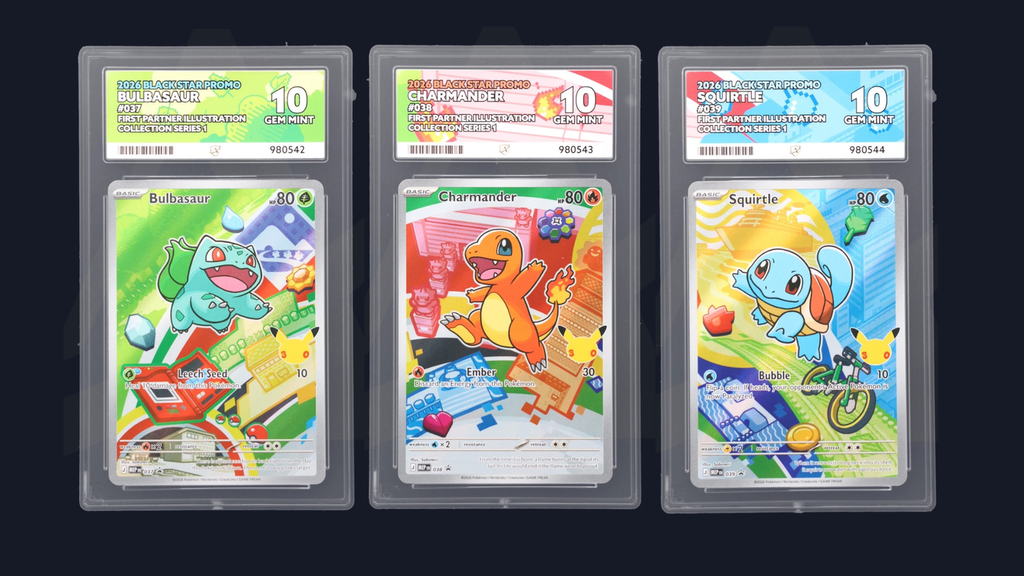 Pokemon First Partners 1st Gen Sequential ACE 10s - Bulbasaur, Charmander, Squirtle