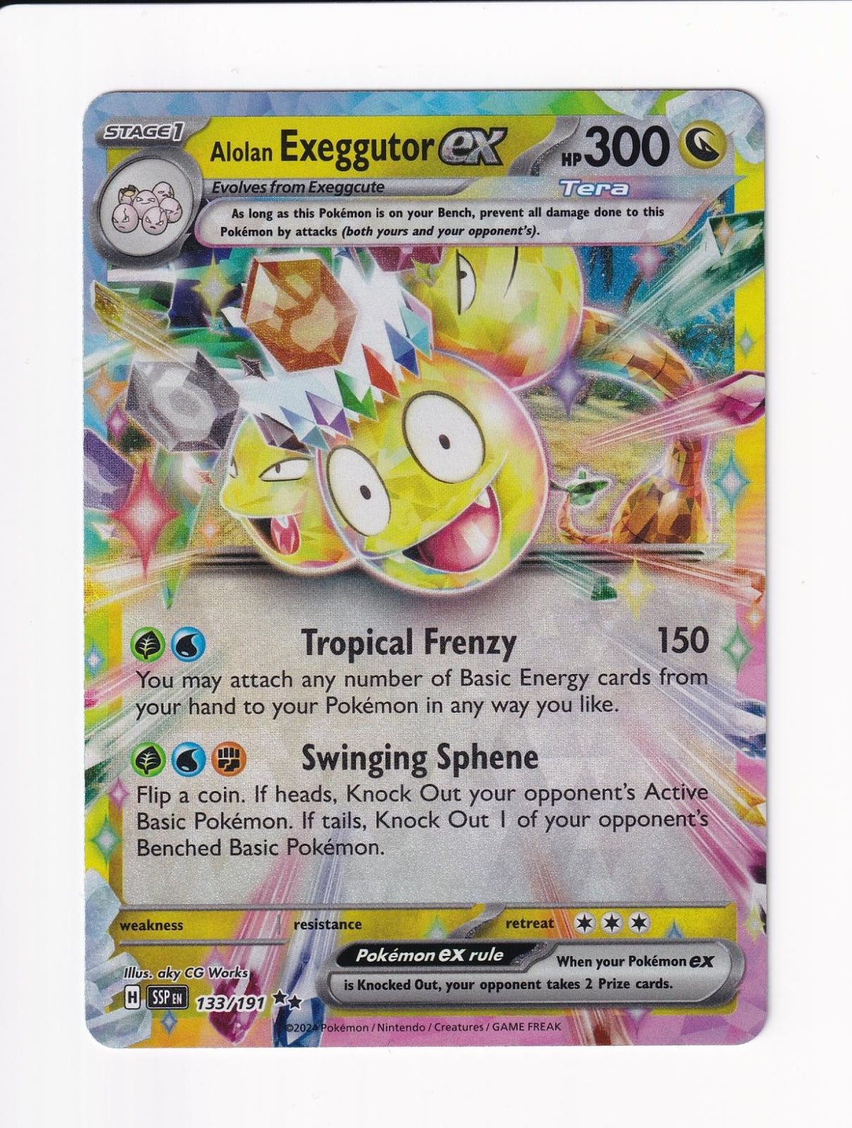 Alolan Exeggutor ex 133/191 Double Rare Surging Sparks Pokemon Holo Near Mint