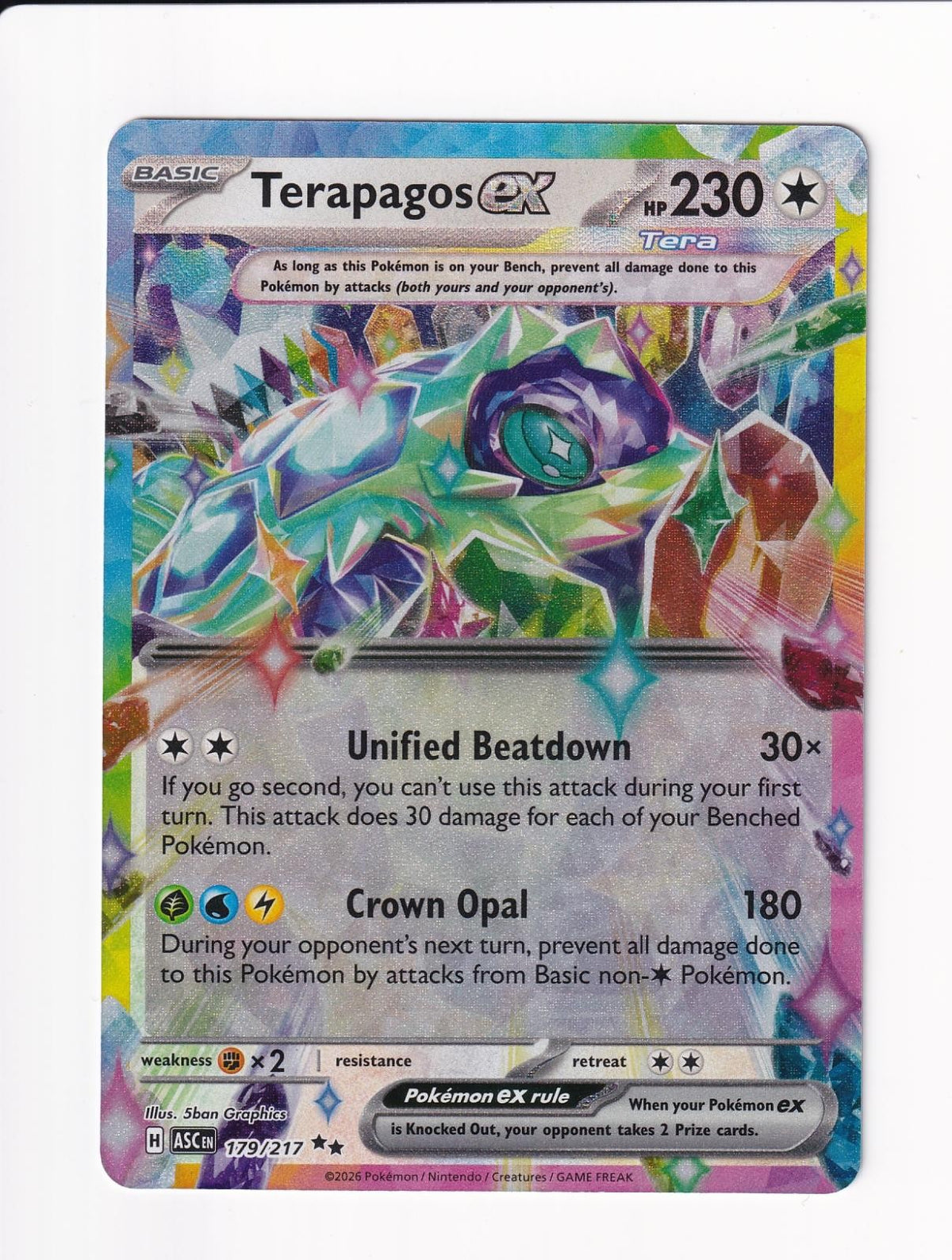 Terapagos ex 179/217 Double Rare Ascended Heroes Pokemon Holo Near Mint