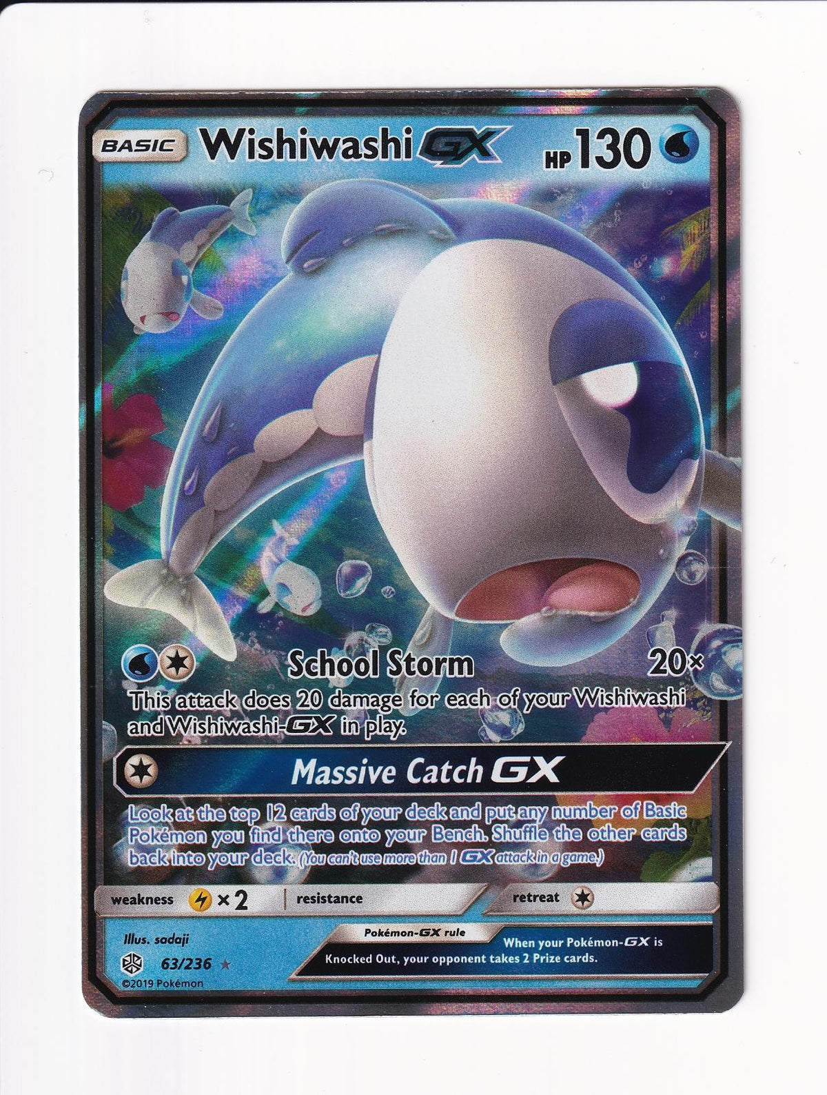 Wishiwashi GX 63/236 Holo GX Rare Cosmic Eclipse Pokemon Near Mint