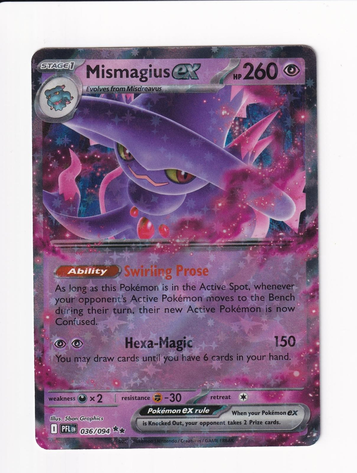 Mismagius ex 036/094 Double Rare Phantasmal Flames Pokemon Holo Near Mint