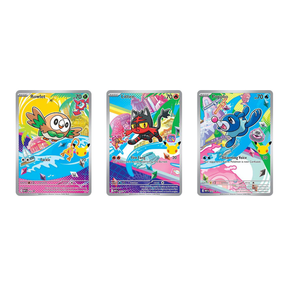 Pokémon First Partner Collection – Rowlet, Litten & Popplio (043/044/045) – Complete Set